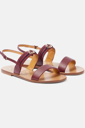 Gucci Sandalias de piel con GG y Web