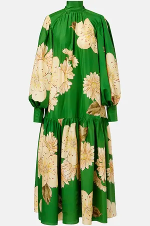ALÉMAIS Alémais Vestido midi Sage de seda floral