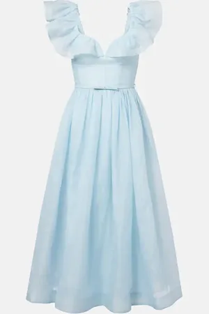 ZIMMERMANN Vestido midi Dawning de lino y seda