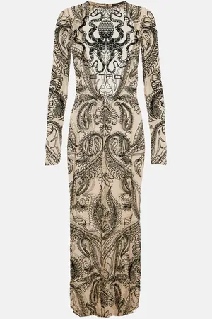 Etro Vestido midi de tul estampado