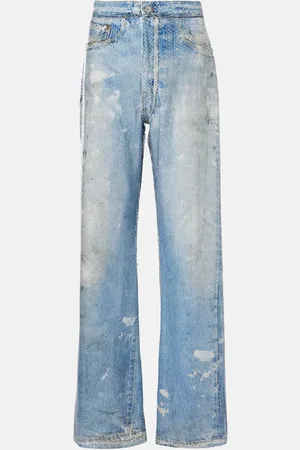Acne Studios Pantalones rectos Trompe l’oeil con lentejuelas