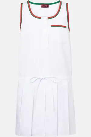 Gucci Vestido corto plisado con Web