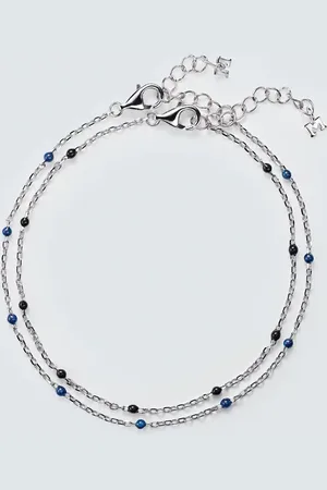 Mateo Set de 2 pulseras de cadena de plata de ley y esmalte