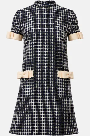 VALENTINO Vestido corto de mezcla de lana con lazos