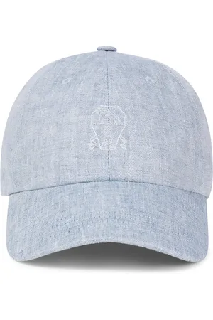 Brunello Cucinelli Gorra de lino con ribetes de piel