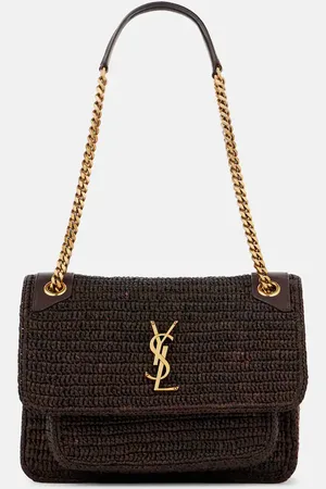 Saint Laurent Bolso al hombro Niki Medium de rafia