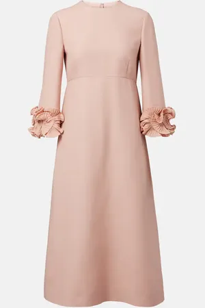 VALENTINO Vestido midi de Crepe Couture con volantes
