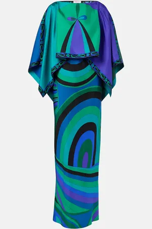 Puccini Vestido largo Iride de seda estampado