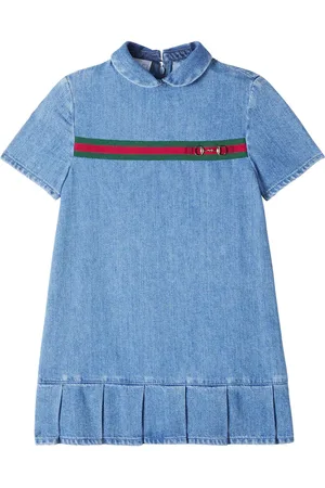 Gucci Vestido de denim con Horsebit y Web