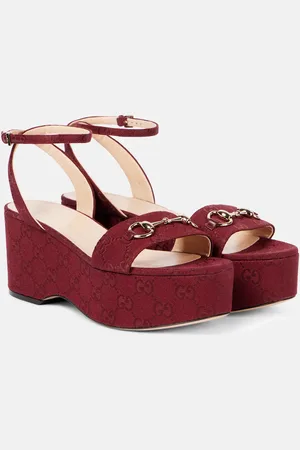 Gucci Sandalias con cuña Lady de lona GG con Horsebit