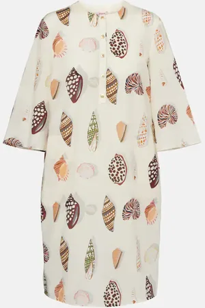 ERES Vestido corto Creme de algodón y seda