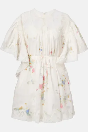 ZIMMERMANN Vestido corto Lucky Lace de lino floral