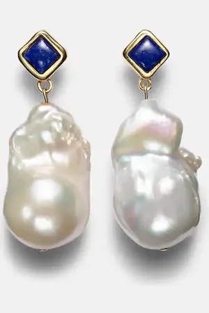 Sophie Buhai Pendientes Mer Large de oro de 18 ct con lapislázuli y perlas barrocas