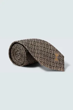 Gucci Corbata de jacquard de seda con Horsebit