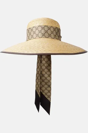 Gucci Sombrero de rafia con lona GG