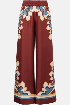 La DoubleJ Pantalones palazzo de sarga de seda estampados