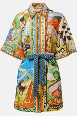 ALÉMAIS Alémais Vestido camisero Lucky Pace de lino estampado