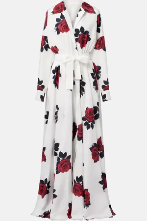 Norma Kamali Vestido camisero floral con cinturón