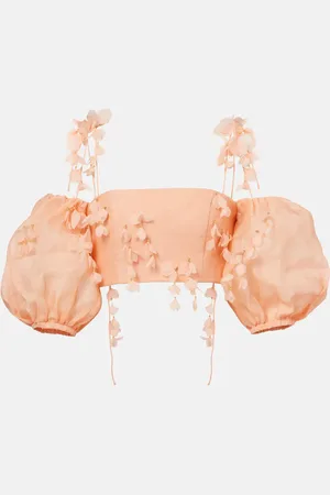 ZIMMERMANN Crop top Dawning de lino y seda