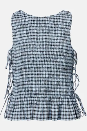 Ganni Camisa a cuadros vichy fruncida