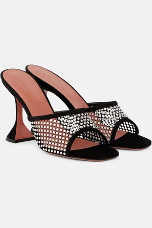 Amina Muaddi Mules Lupita 95 de malla con ante