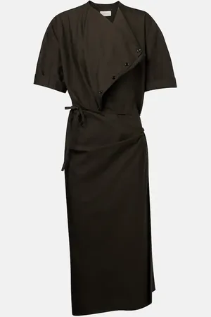 LEMAIRE Vestido camisero de algodón y seda drapeado