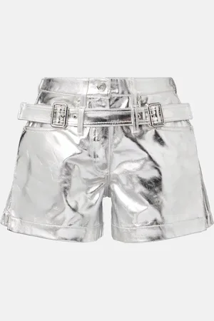 Paco rabanne Shorts de algodón metalizado de tiro alto