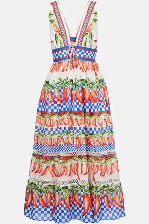 Farm Rio Vestido midi de algodón estampado