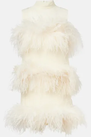 ‎Taller Marmo‎ Vestido corto Divine de gasa con plumas