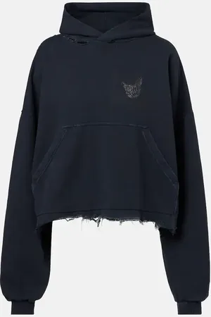 Balenciaga Sudadera en mezcla de algodón con logo y rotos