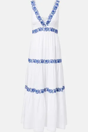 Heidi Klein Vestido largo Cannes de algodón bordado