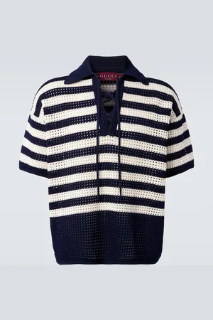 Gucci Polo de croché de algodón a rayas