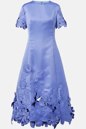 LEO LIN Vestido midi Caroline con aplique floral