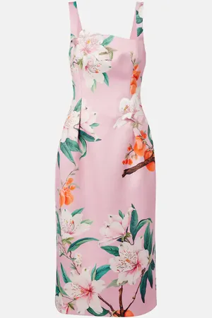 LEO LIN Vestido midi Larissa de satén floral