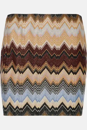 Missoni Minifalda Zig-Zag de punto metalizado