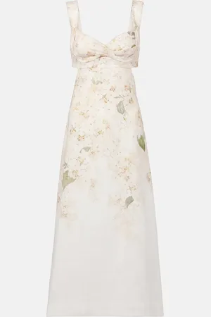 ZIMMERMANN Vestido midi Balance de lino floral