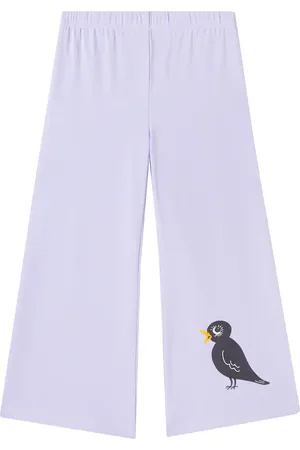 Mini Rodini Pantalones flared Birds de jersey