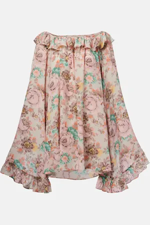 Chloé Chloé Vestido corto de crepé de seda de china con volantes