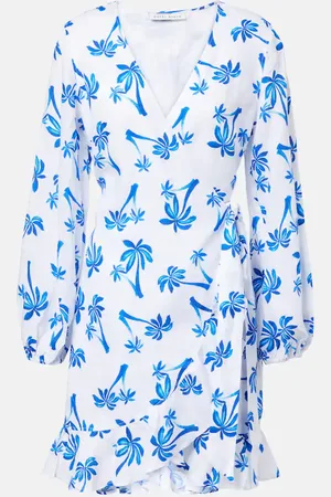 Heidi Klein Vestido envolvente Palm Beach de lino estampado