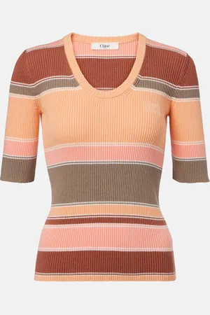 Chloé Chloé Top de algodón acanalado a rayas