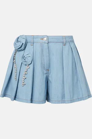 AREA Shorts en denim con aplique floral