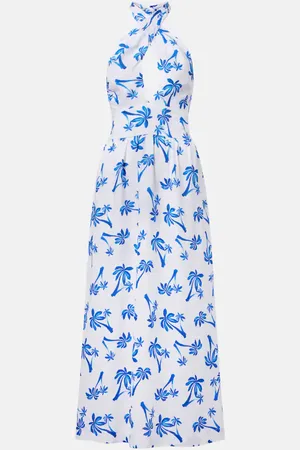 Heidi Klein Vestido largo Palm Beach de lino estampado