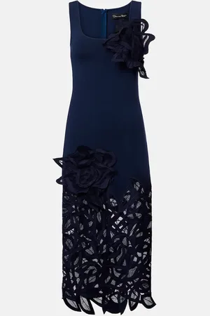 Oscar de la Renta Vestido midi de encaje con apliques
