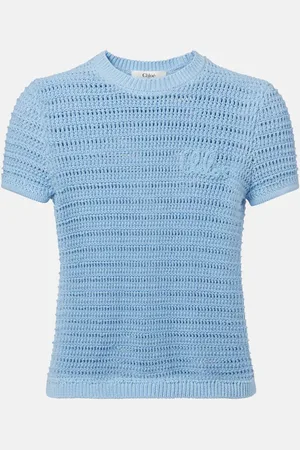 Chloé Chloé Camiseta de croché de algodón bordada
