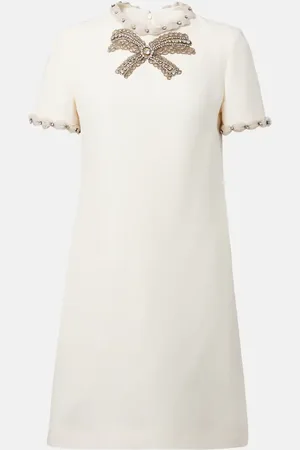 VALENTINO Vestido corto de lana y seda adornado