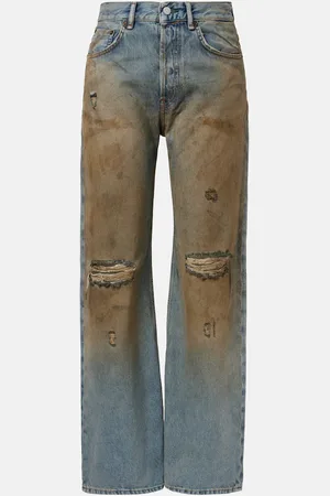 Acne Studios Jeans anchos 2021F de tiro medio con efecto desgastado