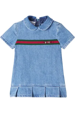 Gucci Bebé - vestido de denim con Horsebit y Web