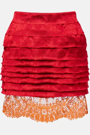 Saint Laurent Minifalda de jacquard con encaje