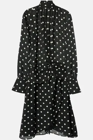 Nina Ricci Vestido midi fruncido con lunares