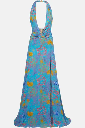 VERSACE Vestido de fiesta estampado con cuello halter